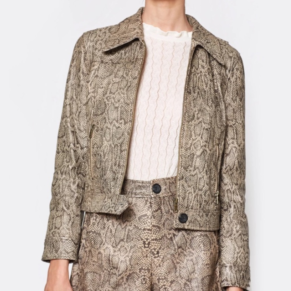 Joie Abraham Snake Print Leather Jacket
